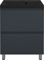 Style Line Тумба с кварцевой раковиной графит Манхэттен 60 Plus эмаль графит матовая